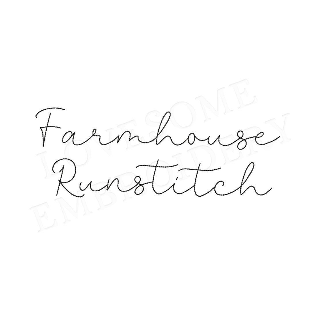 Farmhouse Script 2inch Bean Stitch Font A-Z, Cursive Run Stitch Font ...