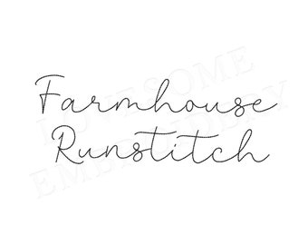 Farmhouse Script 1inch Bean Stitch Font A-Z, Cursive Run Stitch Font, Machine Embroidery Digital Download | Lovesome Design
