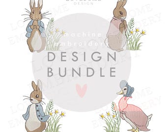 BUNDLE Beatrix Potter Characters ALL SIZES Machine Embroidery Design Bundle (Digital Download)  | Lovesome Design