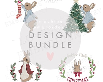 BUNDLE Peter Rabbit Christmas ALL SIZES Machine Embroidery Design Bundle (Digital Download)  | Lovesome Design
