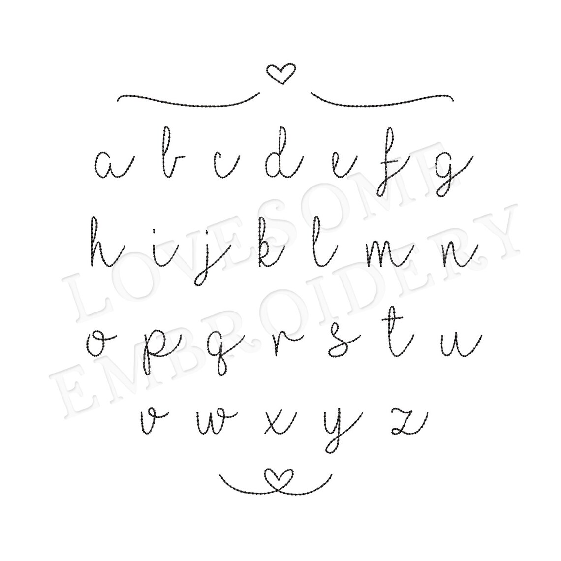 Valentine Script 2inch Bean Stitch Font A-Z, Cursive Run Stitch Font ...