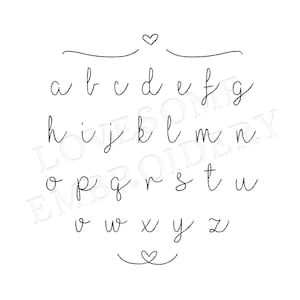 Valentine Script 1.5inch Bean Stitch Font A-Z, Cursive Run Stitch Font, Machine Embroidery Digital Download | Lovesome Embroidery
