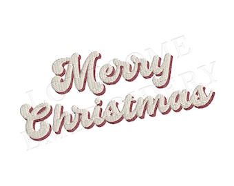 Merry Christmas Big 3 Sizes Embroidery Design in three sizes, Retro Christmas Holiday Embroidery File | Lovesome Embroidery