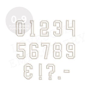 College Outline 4inch Puff Numbers 0-9 Machine Embroidery Sports Numbers, Puff 3D Foam Embroidery Numbers Digital Download | Lovesome Design