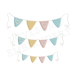 Multisize Birthday Buntings Machine Embroidery Design Digital Download | Lovesome Embroidery