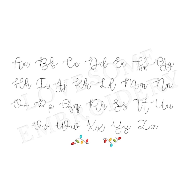 Bright Script 3inch Bean Stitch Font A-Z, Run Stitch Holiday Font ...