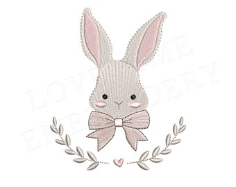 Bunny with Wreath 4inch Machine Embroidery Design Digital Download | Lovesome Embroidery