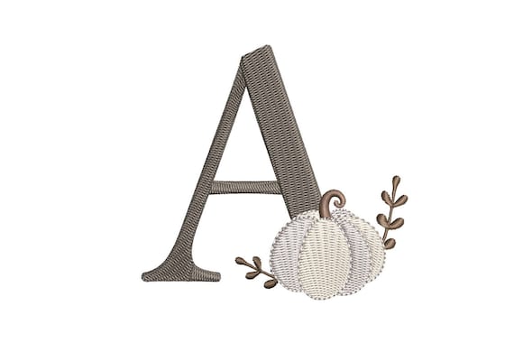 White Pumpkin Alphabet 3.5inch A-Z Machine Embroidery Font Digital Download | Lovesome Design