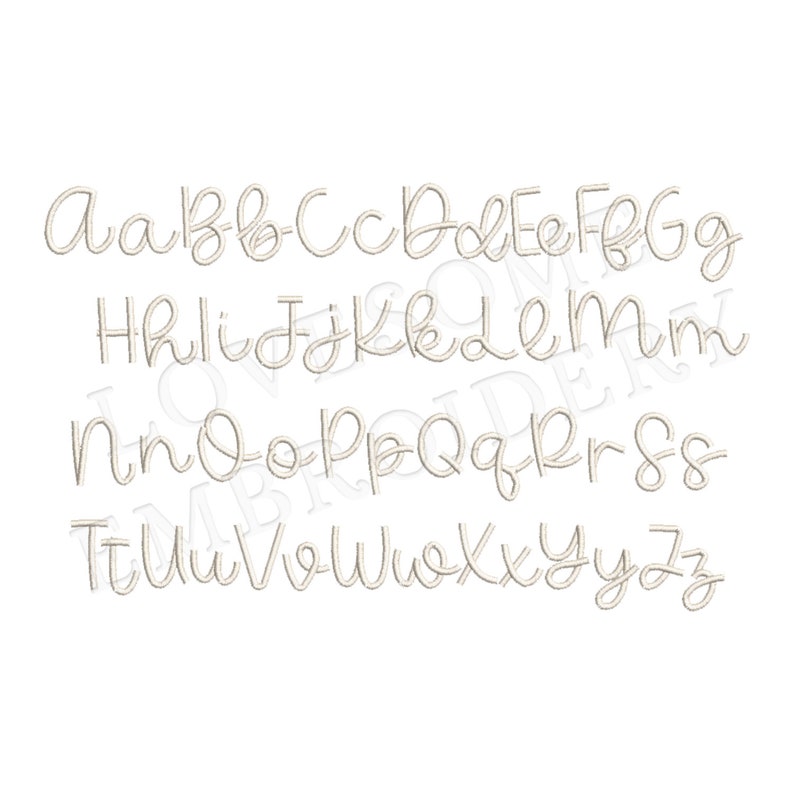 Cursive Run Brooke Script 1inch Satin Stitch Font A-Z, Cursive Run Stitch Font ...
