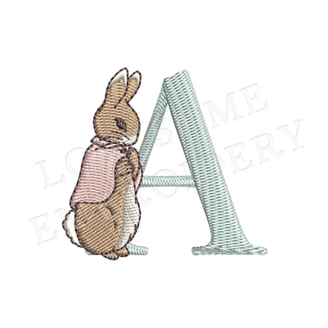 Cottontail Rabbit 2inch Alphabet A-Z Machine Embroidery Font Digital ...