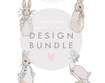BUNDLE Beatrix Potter Characters ALL SIZES Quick Stitch Machine Embroidery Design Bundle (Digital Download)  | Lovesome Design