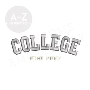College Mini Puff 0.7inch Font A-Z Machine Embroidery Sports Letters, Puff 3D Foam Embroidery Font Digital Download | Lovesome Design