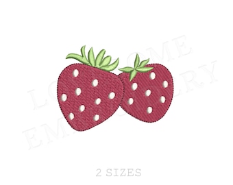 Strawberries Two Sizes Machine Embroidery Design, Lovely Red Strawberry Embroidery Digital File | Lovesome Design