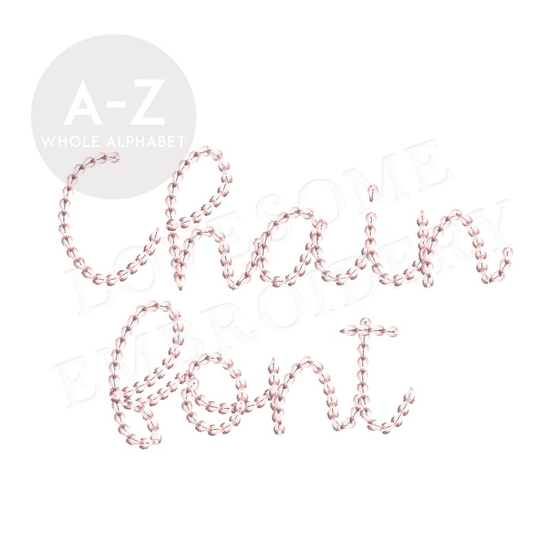 May include: Chain font embroidery design with the words "Grandma" in a pink chain stitch.