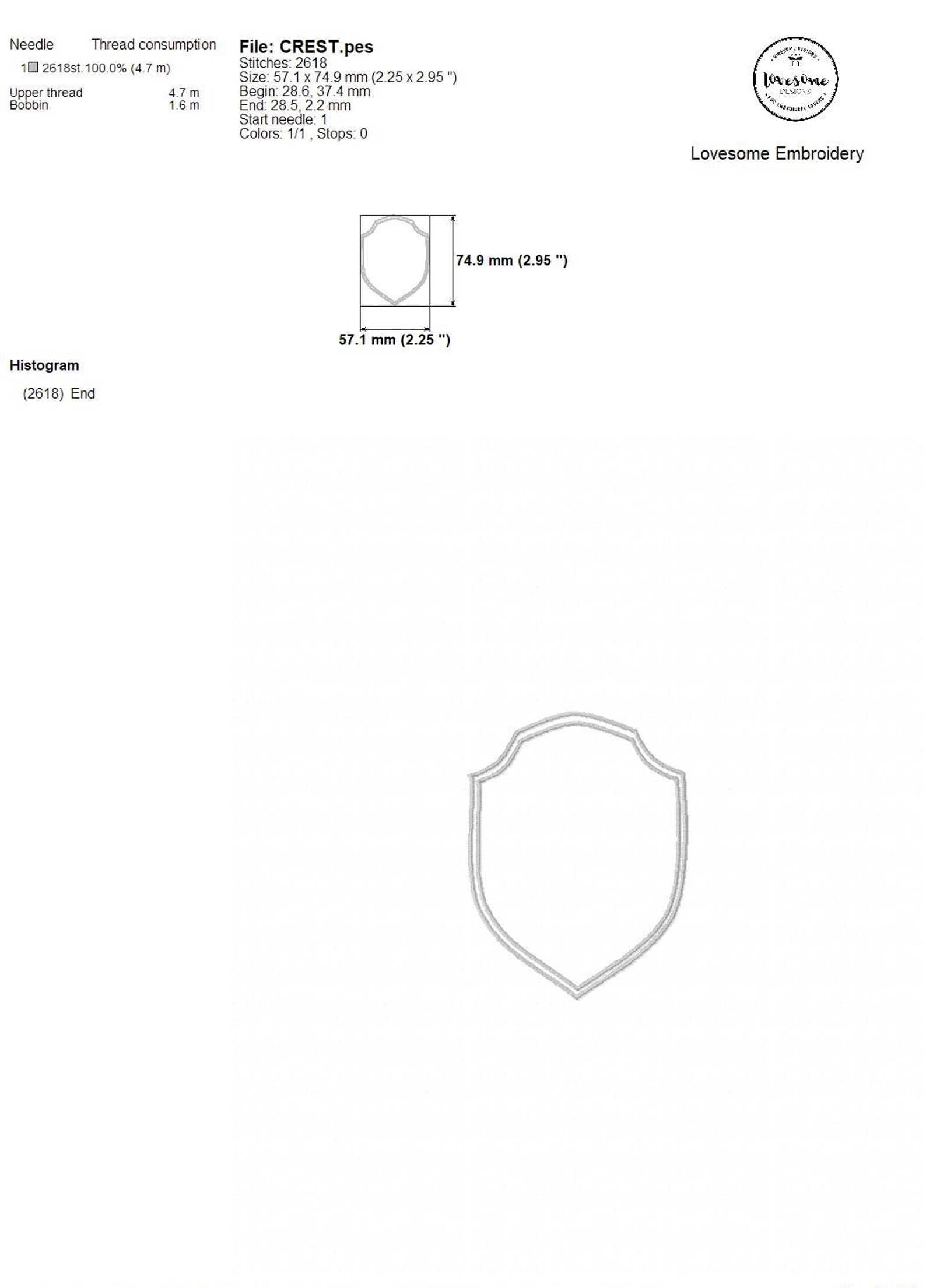 Crest Seven Sizes Machine Embroidery Design, Blank Crest Multisize ...