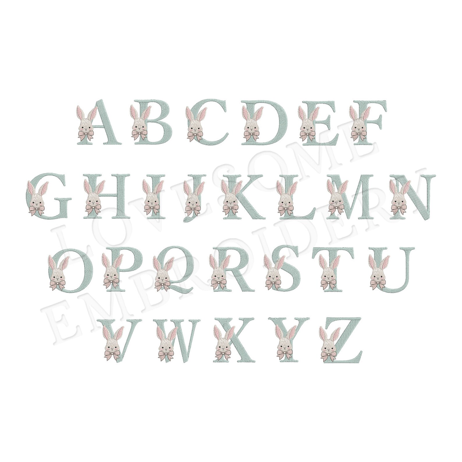 Easter Bunny 4inch Alphabet A-Z Easter Rabbit With Bow Machine ...