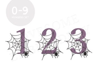 Spinnennetz Numbers 4inch 0-9 Maschinenstickerei Schrift digitaler Download | Liebevolles Design