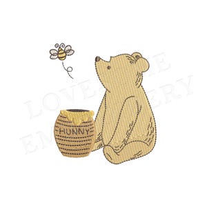 Classic Pooh Bear 4inch Honey Pot Machine Embroidery Design Baby Embroidery Digital Download | Lovesome Design