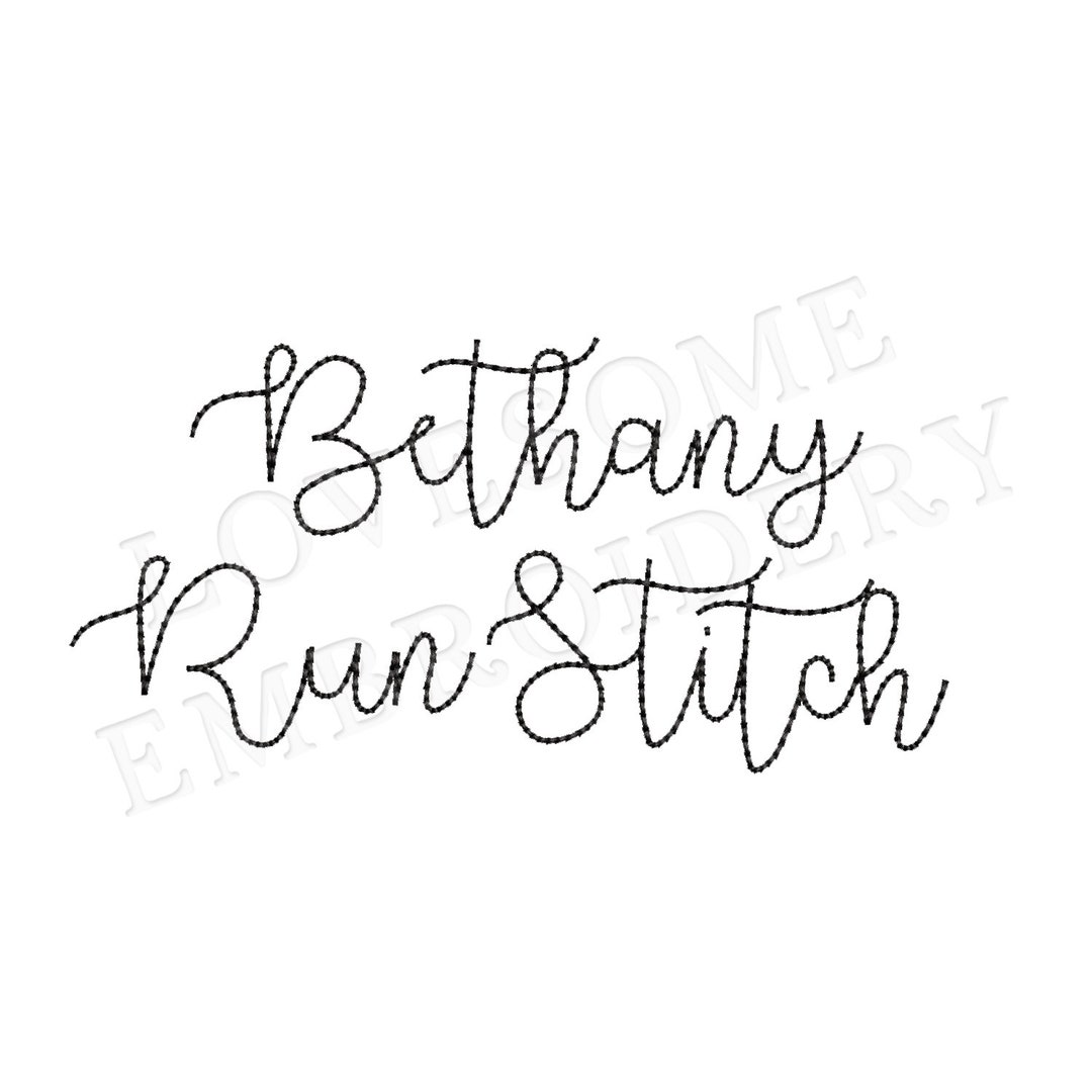 Cursive Run Bethany Script 2inch Bean Stitch Font A-Z, Cursive Run Stitch Font ...
