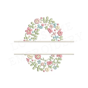 NUEVA letra floral dividida O 4 pulgadas diseño de bordado de máquina flores delicadas fuente dividida en colores primaverales descarga digital / diseño encantador