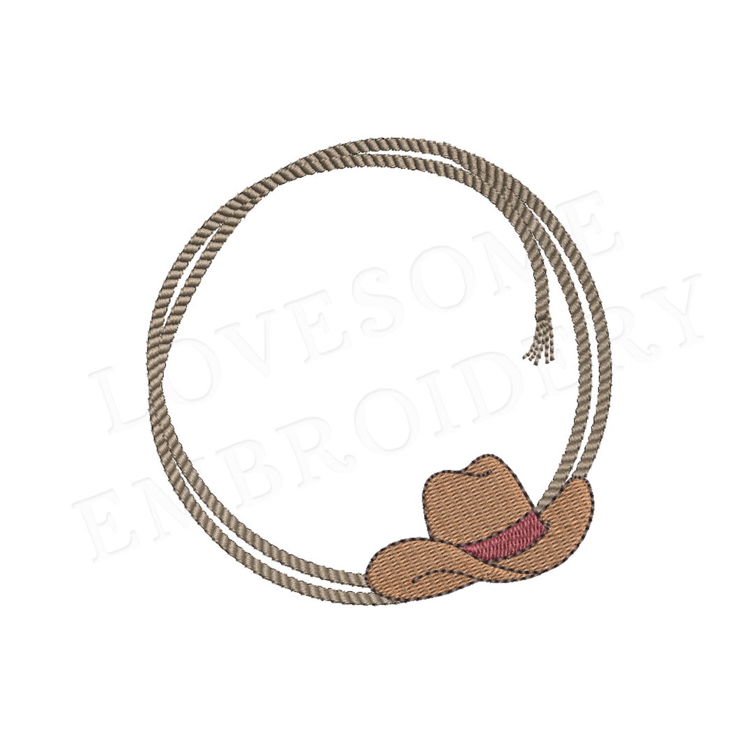 Machine Embroidery Rope Frame Cowboy Hat 5inch Rope Frame Embroidery Design, Western Machine ...
