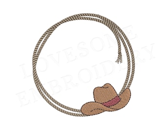 Cowboy Hat 4inch Rope Frame Embroidery Design, Western Machine ...