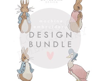BUNDLE Beatrix Potter Characters ALL SIZES Machine Embroidery Design Bundle (Digital Download)  | Lovesome Design