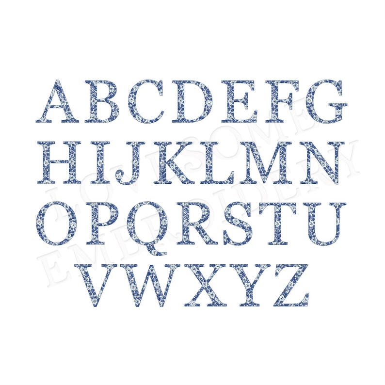 Puede incluir: Un alfabeto con las letras de la A a la Z, con un dise&ntilde;o estampado en azul y blanco. Las letras est&aacute;n en una fuente simple y de bloque.