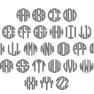 Circle Monogram Eight Sizes A-Z Three Letters Monogram Machine Embroidery Font Digital Download | Lovesome Design