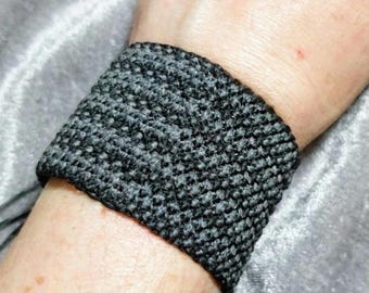 The Obsidian Shadow | Charcoal & Midnight Wide-Track Cuff | Statement Bracelets