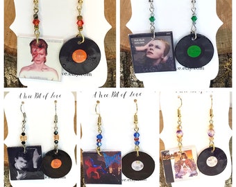 David Bowie Album Cover Earrings, Record Earrings Album Earrings Vinyl Earrings, Unique Gift Women, Retro Novelty Earrings 60s 70s 80s