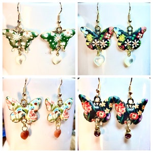 Butterfly Earrings, Butterfly Jewelry, Floral Earrings, Insect Earrings, Moth Earrings, Handmade Jewelry Gifts for Her, Cottagecore Jewelry