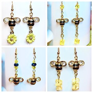 Bee Earrings, Bumble Bee Earrings, Bee Jewelry, Gold Bumblebee Earrings, Handmade Jewelry, Cottagecore Animal Earrings, Gifts for Women