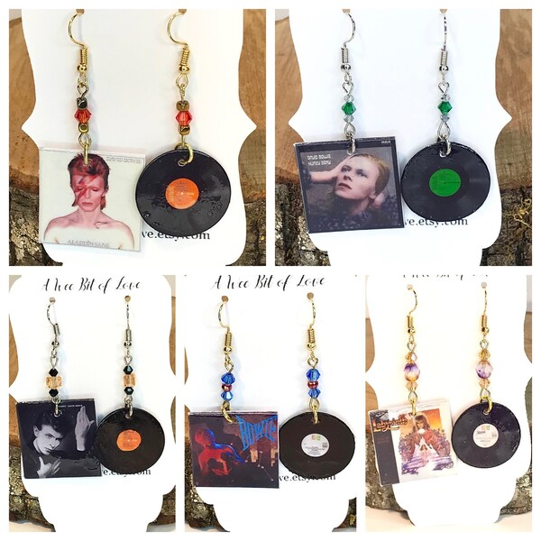 David Bowie Album Cover Earrings, Record Earrings Album Earrings Vinyl Earrings, Unique Gift Women, Retro Novelty Earrings 60s 70s 80s