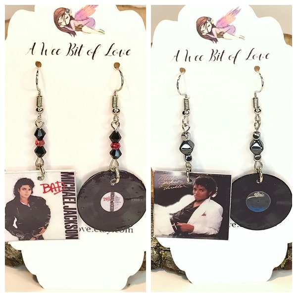 Michael Jackson Record Earrings, Album Earrings, Pop Culture Album Cover Earrings, Vinyl Earrings, Unique Gift Women, 80s Novelty Earrings