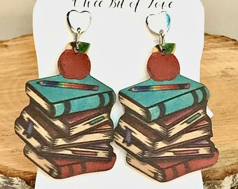 Teacher Earrings Back to School Teacher Appreciation Gifts, Novelty Earrings for Teacher, Handmade Jewelry,First Day of School Teacher Gift