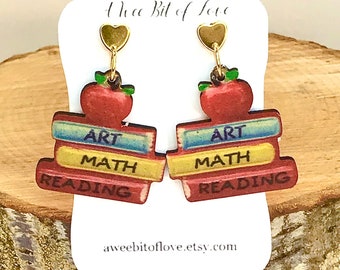 Back to School Teacher Appreciation Gifts, Teacher Earrings, Novelty Earrings for Teacher, Handmade Jewelry,First Day of School Teacher Gift