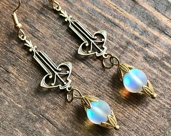 Art Deco Earrings, 1920s Earrings, 1920s Jewelry, Handmade Jewelry, Christmas Gifts, Rainbow Crystal Glass Earrings, Gifts for Women