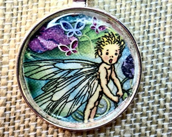 Fairy Boy Necklace, Fairy Photo Pendant, Fairy Pendant, Handmade Jewelry Gift for Her, Fairy Jewelry, Simple Necklace, Gifts for Women