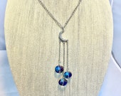 Moon Necklace Gifts for Her, Rhinestone Moon Pendant, Moondrop Necklace Color Changing Glass, Celestial Necklace, Celestial Handmade Jewelry