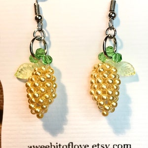 Lemon Earrings, Lemon Jewelry, Beaded Earrings, Crystal Earrings, Fruit Earrings, Fruit Jewelry, Novelty Earrings, Handmade Jewelry Gifts