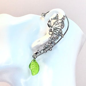 Butterfly Ear Cuff, Leaf Earrings, Leaf Ear Cuff, Silver No Piercing Ear Wrap, Nature Earrings, Unique Earrings, Statement Earrings