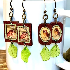 Owl Earrings, Bird Earrings, Bird Jewelry, Handmade Jewelry Gifts for Women, Animal Earrings, Nature Earrings, Unique Statement Earrings
