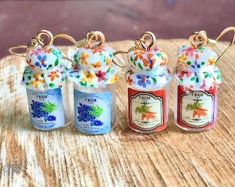 Jelly Miniature Earrings, Jelly Jar Earrings, Cottagecore Earrings, Food Earrings, Novelty Earrings, Handmade Jewelry,Birthday Gifts for Her