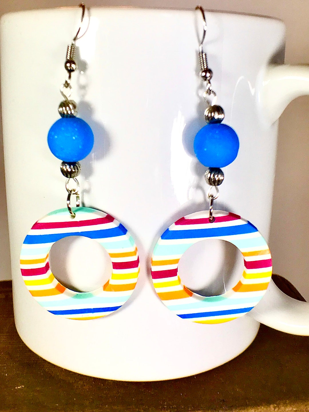 Rainbow Polymer Clay Earrings For Women - U Shape Dangle Earrings, Handmade Christmas Gift - View #9