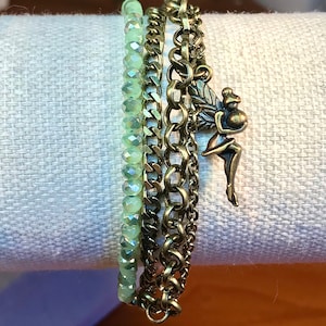 Fairycore Fairy Bracelet, Fairy Jewelry, Fairycore Jewelry, Green Crystal Bracelet, Boho Bracelet, Handmade Jewelry Gifts for Women