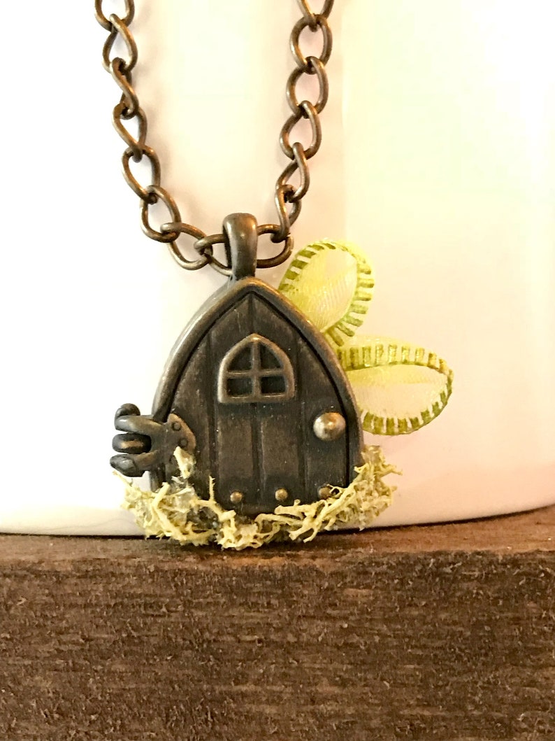Antique Brass Fairy House Locket Necklace with Fairy Wings for Fairy Lovers Vintage Dragon House Locket with Dragon Wings Handmade Gift