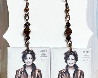 Janet Jackson Album Cover Earrings, Vinyl Record Cover Earrings, Gifts for Her, Vintage Record 80s 90s Music,Retro Earrings,Novelty Earrings