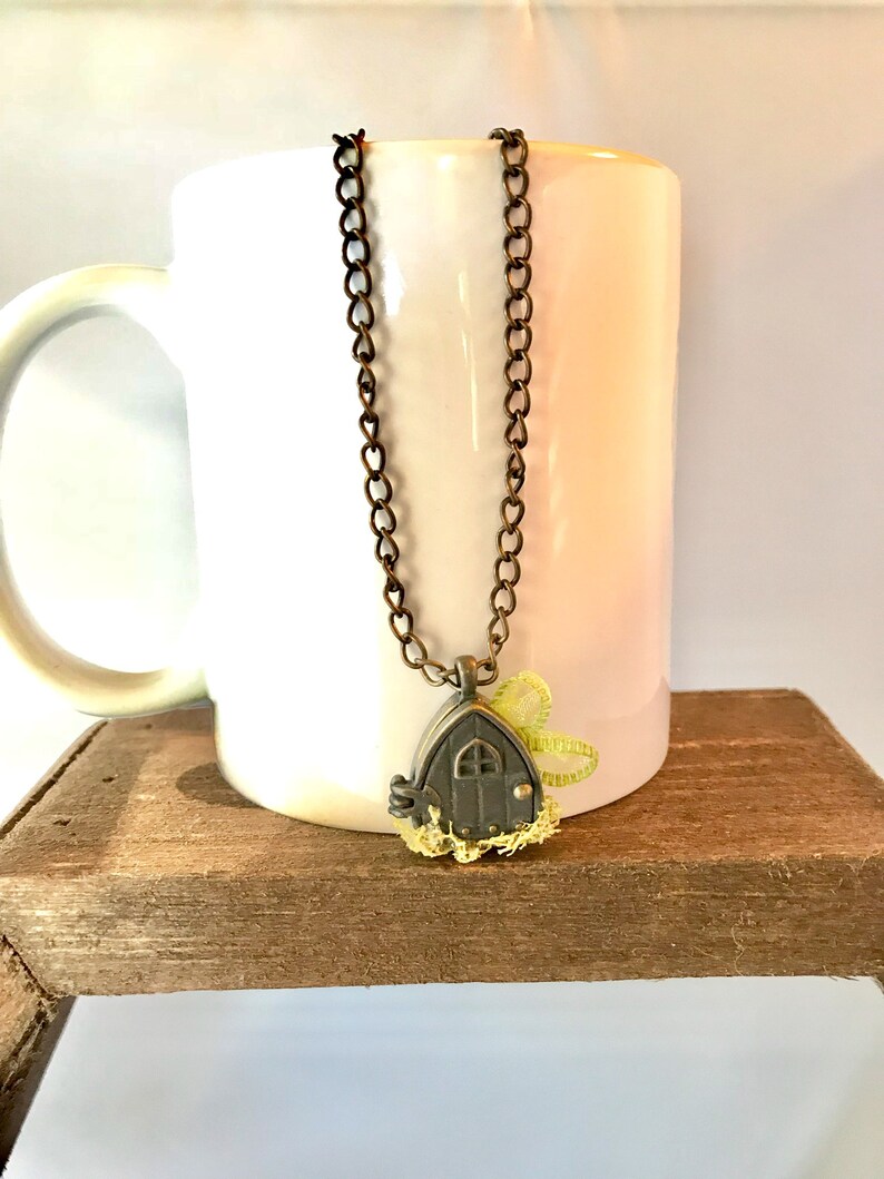 Antique Brass Fairy House Locket Necklace with Fairy Wings for Fairy Lovers Vintage Dragon House Locket with Dragon Wings Handmade Gift