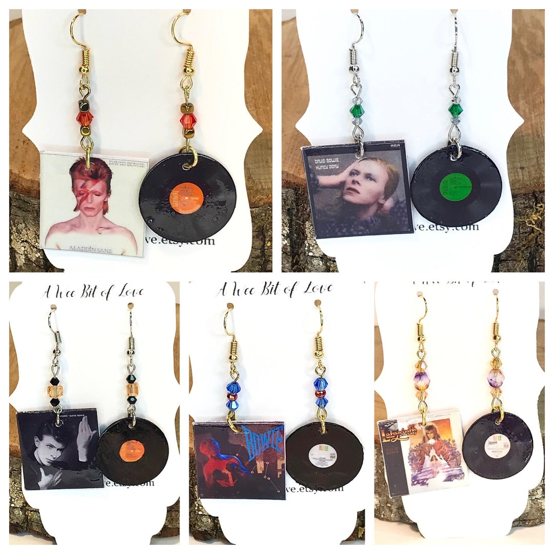 David Bowie Album Cover Earrings, Record Earrings Album Earrings Vinyl